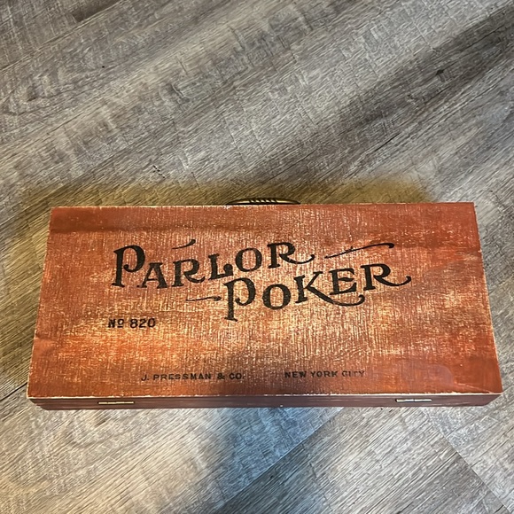 Vintage J.pressman & Co. Parlor Poker Chip Set with Cards in Wooden Case, No 820 - Picture 2 of 2